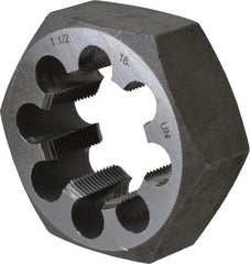 Interstate - 1-1/2 - 18 UNEF Thread, 2-9/16" Hex, Right Hand Thread, Hex Rethreading Die - Carbon Steel, 1" Thick - Exact Tool & Supply