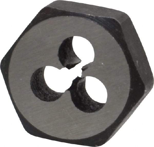 Interstate - #2-56 UNC Thread, 19/32" Hex, Right Hand Thread, Hex Rethreading Die - Carbon Steel, 1/4" Thick - Exact Tool & Supply