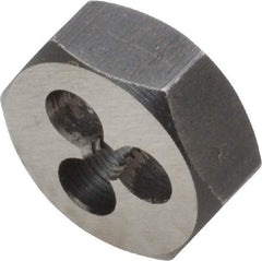 Interstate - #4-40 UNC Thread, 19/32" Hex, Right Hand Thread, Hex Rethreading Die - Carbon Steel, 1/4" Thick - Exact Tool & Supply