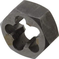 Interstate - 9/16-32 UNS Thread, 1-1/16" Hex, Right Hand Thread, Hex Rethreading Die - Carbon Steel, 1/2" Thick - Exact Tool & Supply