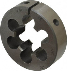 Interstate - 1-1/8 - 28 UNS Thread, 2-1/2" Outside Diam High Speed Steel Round Die - Right Hand Thread, Adjustable - Exact Tool & Supply