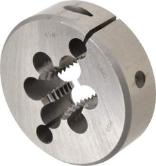 Interstate - 1-8 UNC Thread, 3" Outside Diam High Speed Steel Round Die - Right Hand Thread, Adjustable - Exact Tool & Supply