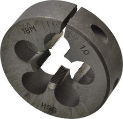 Interstate - M18x1.00 Metric Fine Thread, 2" Outside Diam High Speed Steel Round Die - Right Hand Thread, Adjustable - Exact Tool & Supply