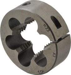 Interstate - M33x3.00 Metric Fine Thread, 2-1/2" Outside Diam High Speed Steel Round Die - Right Hand Thread, Adjustable - Exact Tool & Supply