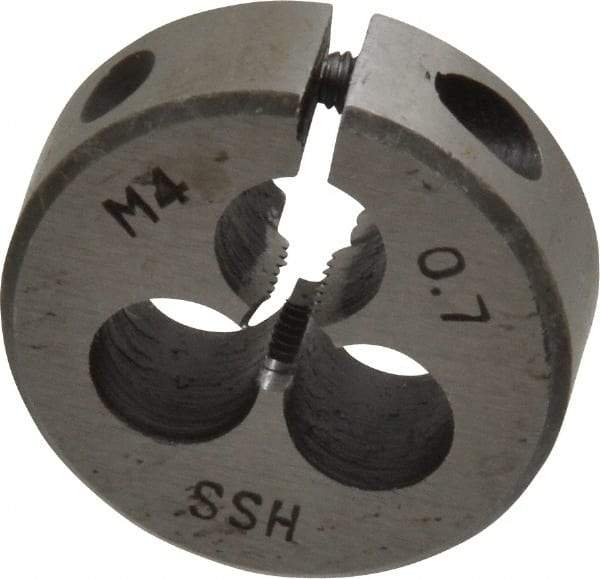 Interstate - M4x0.70 Metric Coarse Thread, 1" Outside Diam High Speed Steel Round Die - Right Hand Thread, Adjustable - Exact Tool & Supply