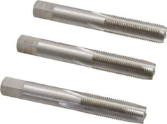 Interstate - M10x1.00 Metric Fine, 4 Flute, Bottoming, Plug & Taper, Bright Finish, High Speed Steel Tap Set - Right Hand Cut, 2-15/16" OAL, 1-1/4" Thread Length - Exact Tool & Supply