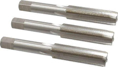 Interstate - M12x1.00 Metric Fine, 4 Flute, Bottoming, Plug & Taper, Bright Finish, High Speed Steel Tap Set - Right Hand Cut, 3-3/8" OAL, 1-21/32" Thread Length - Exact Tool & Supply
