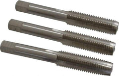 Interstate - M12x1.50 Metric Fine, 4 Flute, Bottoming, Plug & Taper, Bright Finish, High Speed Steel Tap Set - Right Hand Cut, 3-3/8" OAL, 1-21/32" Thread Length - Exact Tool & Supply