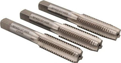 Interstate - M14x2.00 Metric Coarse, 4 Flute, Bottoming, Plug & Taper, Bright Finish, High Speed Steel Tap Set - Right Hand Cut, 3-19/32" OAL, 1-21/32" Thread Length - Exact Tool & Supply