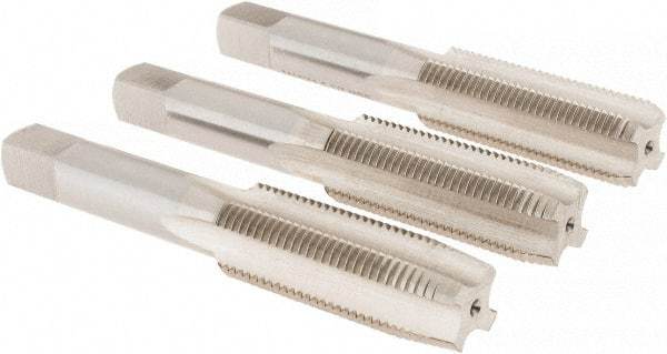 Interstate - M16x1.50 Metric Fine, 4 Flute, Bottoming, Plug & Taper, Bright Finish, High Speed Steel Tap Set - Right Hand Cut, 3-13/16" OAL, 1-13/16" Thread Length - Exact Tool & Supply