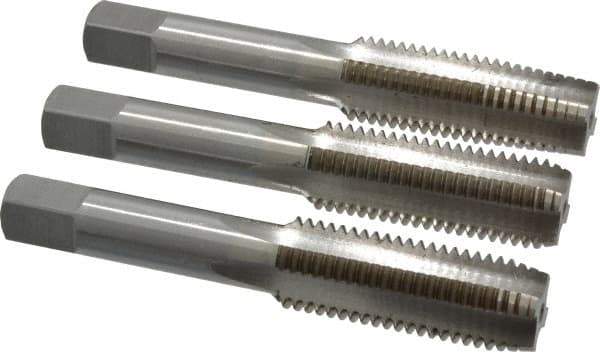 Interstate - M16x2.00 Metric Coarse, 4 Flute, Bottoming, Plug & Taper, Bright Finish, High Speed Steel Tap Set - Right Hand Cut, 3-13/16" OAL, 1-13/16" Thread Length - Exact Tool & Supply