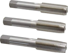 Interstate - M18x2.00 Metric Fine, 4 Flute, Bottoming, Plug & Taper, Bright Finish, High Speed Steel Tap Set - Right Hand Cut, 4-1/32" OAL, 1-13/16" Thread Length - Exact Tool & Supply