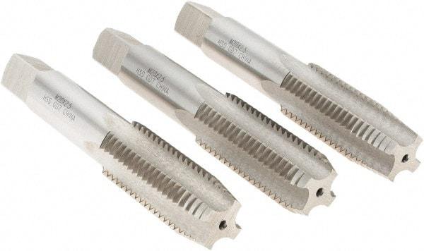 Interstate - M20x2.50 Metric Coarse, 4 Flute, Bottoming, Plug & Taper, Bright Finish, High Speed Steel Tap Set - Right Hand Cut, 4-15/32" OAL, 2" Thread Length - Exact Tool & Supply