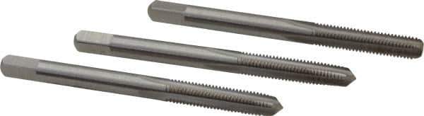 Interstate - M5x0.75 Metric Fine, 4 Flute, Bottoming, Plug & Taper, Bright Finish, High Speed Steel Tap Set - Right Hand Cut, 2-3/8" OAL, 7/8" Thread Length - Exact Tool & Supply