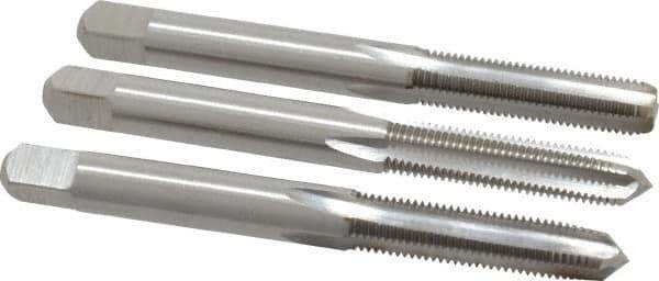 Interstate - M6x0.75 Metric Fine, 4 Flute, Bottoming, Plug & Taper, Bright Finish, High Speed Steel Tap Set - Right Hand Cut, 2-1/2" OAL, 1" Thread Length - Exact Tool & Supply