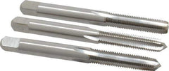 Interstate - M6x0.75 Metric Fine, 4 Flute, Bottoming, Plug & Taper, Bright Finish, High Speed Steel Tap Set - Right Hand Cut, 2-1/2" OAL, 1" Thread Length - Exact Tool & Supply