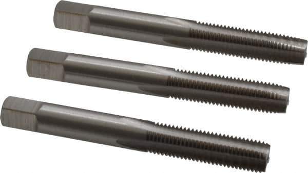 Interstate - M8x1.00 Metric Fine, 4 Flute, Bottoming, Plug & Taper, Bright Finish, High Speed Steel Tap Set - Right Hand Cut, 2-23/32" OAL, 1-1/8" Thread Length - Exact Tool & Supply