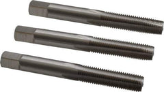 Interstate - M8x1.00 Metric Fine, 4 Flute, Bottoming, Plug & Taper, Bright Finish, High Speed Steel Tap Set - Right Hand Cut, 2-23/32" OAL, 1-1/8" Thread Length - Exact Tool & Supply