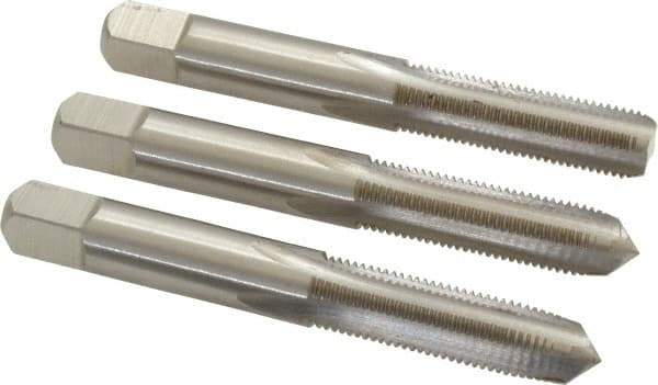 Interstate - M9x1.00 Metric Fine, 4 Flute, Bottoming, Plug & Taper, Bright Finish, High Speed Steel Tap Set - Right Hand Cut, 2-15/16" OAL, 1-1/4" Thread Length - Exact Tool & Supply