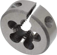 Interstate - M10x1.25 Metric Fine Thread, 1" Outside Diam High Speed Steel Round Die - 1/2" Thick, Left Hand Thread, Adjustable - Exact Tool & Supply