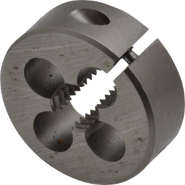 Interstate - M8x1.25 Metric Coarse Thread, 1" Outside Diam High Speed Steel Round Die - 3/8" Thick, Left Hand Thread, Adjustable - Exact Tool & Supply