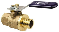 NIBCO - 2" Pipe, Full Port, Bronze Standard Ball Valve - 2 Piece, Inline - One Way Flow, MNPT x FNPT Ends, Lever Handle, 600 WOG, 200 WSP - Exact Tool & Supply