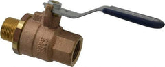 NIBCO - 3/4" Pipe, Full Port, Bronze Standard Ball Valve - 2 Piece, Inline - One Way Flow, MNPT x FNPT Ends, Lever Handle, 600 WOG, 200 WSP - Exact Tool & Supply