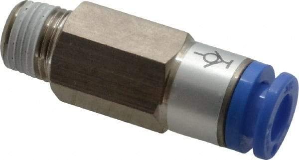 SMC PNEUMATICS - 6mm OD, R(PT) 1/8 Thread, Brass/Polybutylene Push-to-Connect Male Connector - 145 Max psi - Exact Tool & Supply