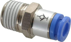 SMC PNEUMATICS - 6mm OD, R(PT) 1/4 Thread, Brass/Polybutylene Push-to-Connect Male Connector - 145 Max psi - Exact Tool & Supply