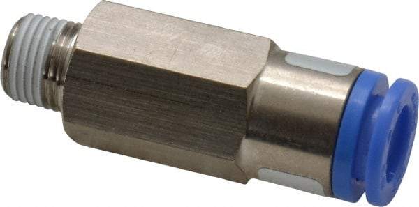 SMC PNEUMATICS - 8mm OD, R(PT) 1/8 Thread, Brass/Polybutylene Push-to-Connect Male Connector - 145 Max psi - Exact Tool & Supply