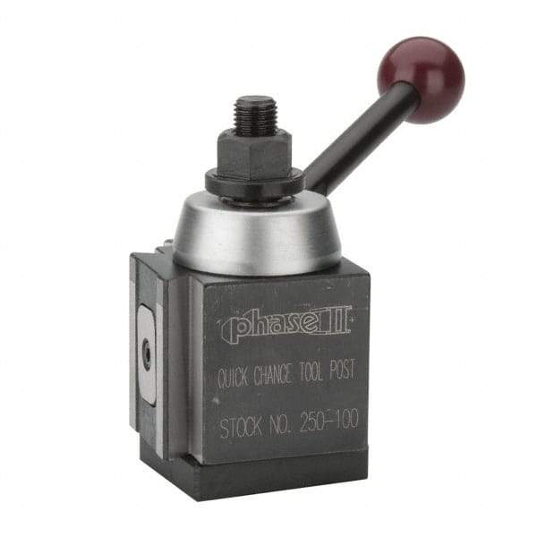 Phase II - 9 to 12 Inch Lathe Swing, Piston Type Quick Change Tool Post - 3-7/8 Inch Tool Post Height, Series 100, 4-11/16 Inch Overall Height - Exact Tool & Supply