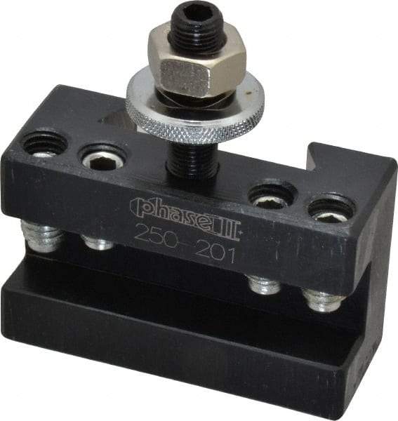 Phase II - Series BXA, #1 Turning & Facing Tool Post Holder - 10 to 15" Lathe Swing, 1-3/4" OAH, 5/8" Max Tool Cutting Size, 1-1/8" Centerline Height - Exact Tool & Supply