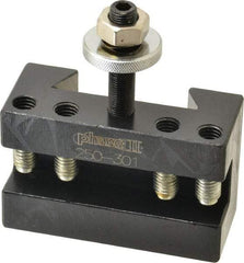 Phase II - Series CXA, #1 Turning & Facing Tool Post Holder - 13 to 18" Lathe Swing, 2-1/8" OAH, 3/4" Max Tool Cutting Size, 1-7/16" Centerline Height - Exact Tool & Supply