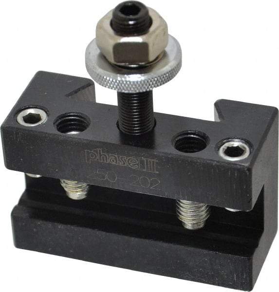Phase II - Series BXA, #2 Boring, Turning & Facing Tool Post Holder - 10 to 15" Lathe Swing, 1-3/4" OAH, 5/8" Max Tool Cutting Size, 1-1/8" Centerline Height - Exact Tool & Supply
