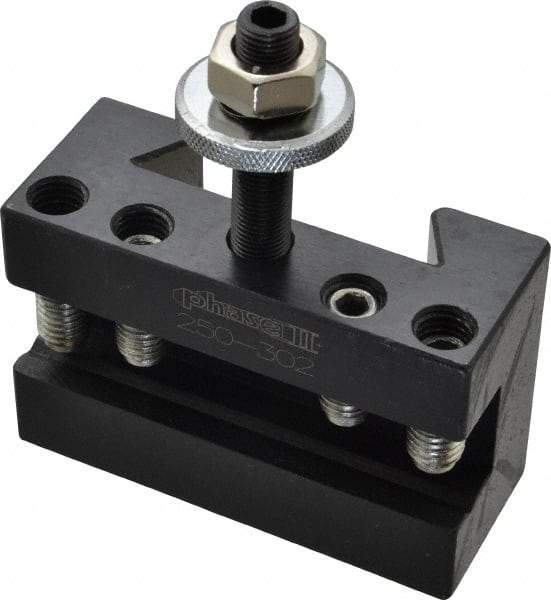 Phase II - Series CXA, #2 Boring, Turning & Facing Tool Post Holder - 13 to 18" Lathe Swing, 2-1/8" OAH, 3/4" Max Tool Cutting Size, 1-7/16" Centerline Height - Exact Tool & Supply