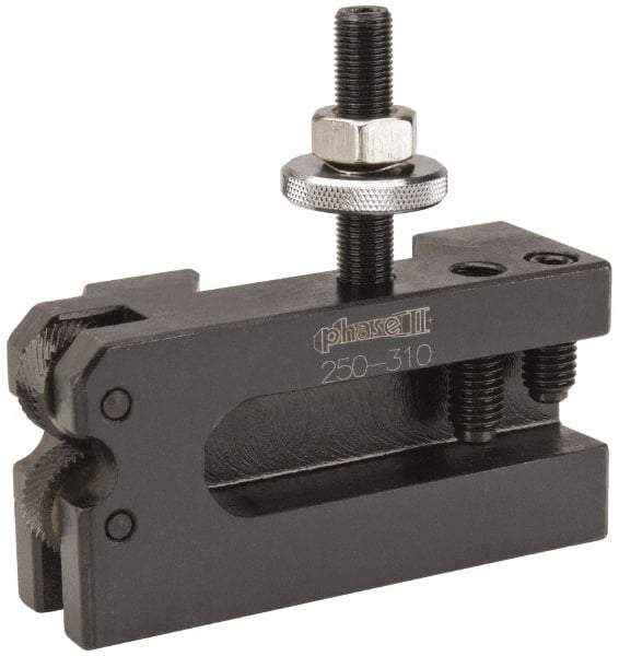 Phase II - Series CXA, #10 Knurling, Turning & Facing Tool Post Holder - 13 to 18" Lathe Swing, 2" OAH, 3/4" Max Tool Cutting Size, 1-3/16" Centerline Height - Exact Tool & Supply