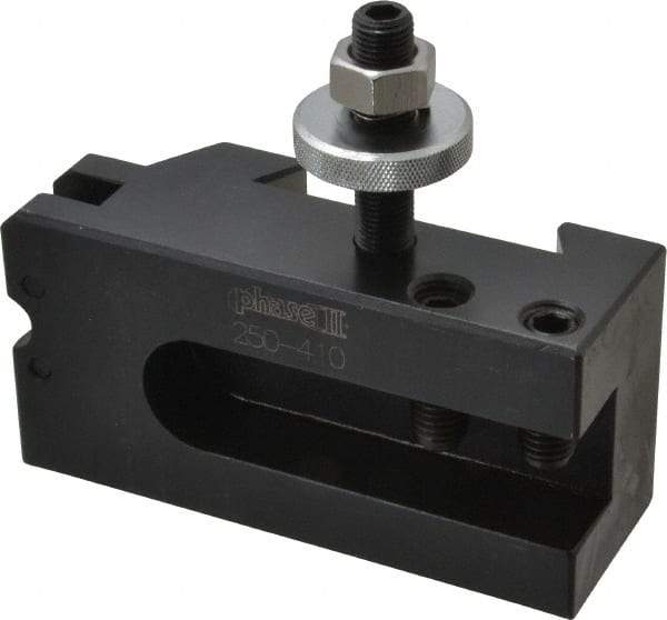 Phase II - Series CA, #10 Knurling, Turning & Facing Tool Post Holder - 14 to 20" Lathe Swing, 2-1/2" OAH, 1" Max Tool Cutting Size, 1-7/16" Centerline Height - Exact Tool & Supply