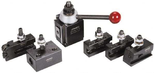 Phase II - Series CA Tool Post Holder & Set for 14 to 20" Lathe Swing - 6 Piece, Includes Style 1 Holder, Style 10 Holder, Style 2 Holder, Style 4 Holder, Style 7 Holder, Tool Post - Exact Tool & Supply