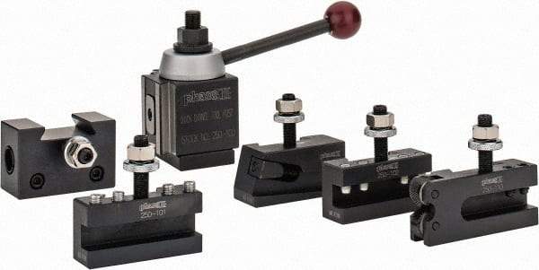 Phase II - Series AXA Tool Post Holder & Set for 9 to 12" Lathe Swing - 6 Piece, Includes Style 1 Holder, Style 10 Holder, Style 2 Holder, Style 4 Holder, Style 7 Holder, Tool Post - Exact Tool & Supply