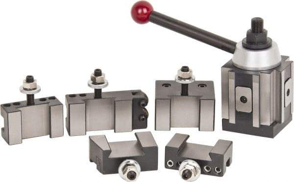 Phase II - Series BXA Tool Post Holder & Set for 10 to 15" Lathe Swing - 6 Piece, Includes Style 1 Holder, Style 10 Holder, Style 2 Holder, Style 4 Holder, Style 7 Holder, Tool Post - Exact Tool & Supply