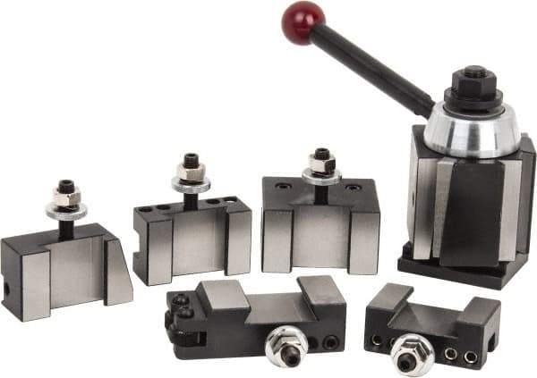 Phase II - Series BXA Tool Post Holder & Set for 10 to 15" Lathe Swing - 6 Piece, Includes Style 1 Holder, Style 10 Holder, Style 2 Holder, Style 4 Holder, Style 7 Holder, Tool Post - Exact Tool & Supply