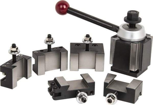 Phase II - Series CXA Tool Post Holder & Set for 13 to 18" Lathe Swing - 6 Piece, Includes Style 1 Holder, Style 10 Holder, Style 2 Holder, Style 4 Holder, Style 7 Holder, Tool Post - Exact Tool & Supply