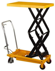 Wesco Industrial Products - 770 Lb Capacity Portable Foot-Operated Scissor Lift Table - 14" Lift Height, 35-1/2" Platform Length x 19-1/2" Platform Width - Exact Tool & Supply