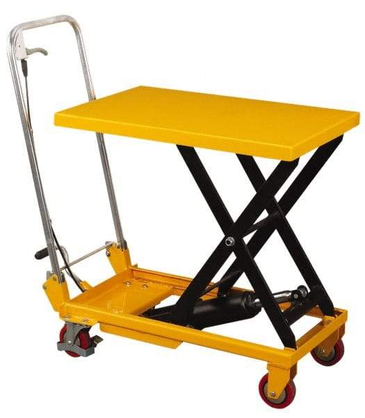 Wesco Industrial Products - 330 Lb Capacity Manual Scissor Lift Table - 27-1/2" Platform Length x 17.8" Platform Width - Exact Tool & Supply