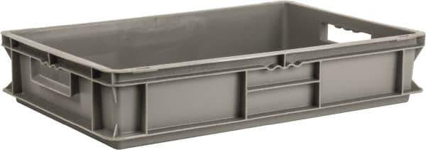 SSI Schaefer - 0.82 Cu Ft, 55 Lb Load Capacity Gray Polypropylene Tote Container - Stacking, 23.7" Long x 15.8" Wide x 4.8" High - Exact Tool & Supply