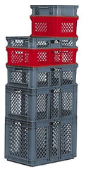 SSI Schaefer - 2.96 Cu Ft, 55 Lb Load Capacity Gray Polypropylene Tote Container - Stacking, 23.7" Long x 15.8" Wide x 16.6" High - Exact Tool & Supply
