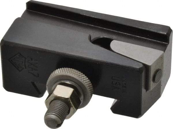 Aloris - Series AXA, #7 Universal Parting Blade Tool Post Holder - 12" & Under Lathe Swing, 1-1/2" OAH, 1/2" Max Tool Cutting Size, 13/16" Centerline Height - Exact Tool & Supply