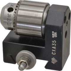 Aloris - Series CXA, #35 Dovetail Drill Chuck Tool Post Holder - 13 to 18" Lathe Swing, 2" OAH, 1/2" Max Tool Cutting Size, 2-9/16" Centerline Height - Exact Tool & Supply