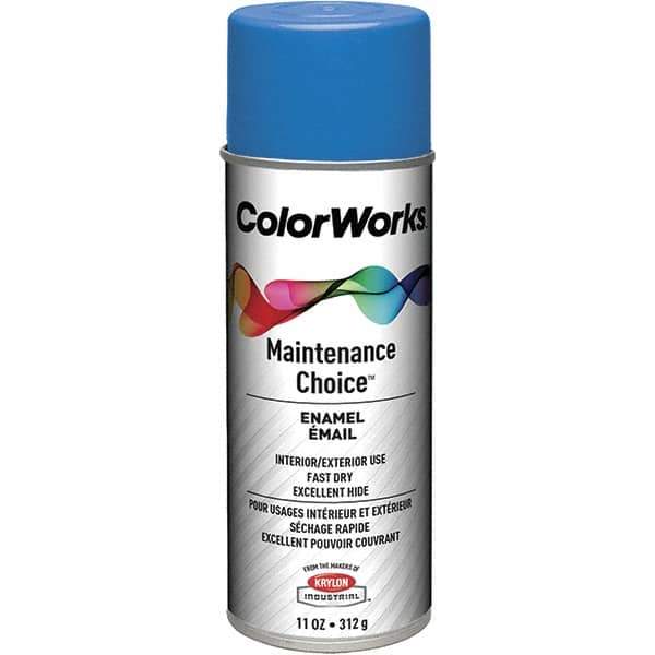 Krylon - Safety Blue, Enamel Spray Paint - 15 to 18 Sq Ft per Can, 16 oz Container, Use on General Industrial Maintenance & Touch-up Work - Exact Tool & Supply