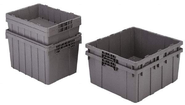 Orbis - 2 Cu Ft, 70 Lb Load Capacity Gray Polyethylene Tote Container - Nesting, 21.4" Long x 15.3" Wide x 12.3" High - Exact Tool & Supply